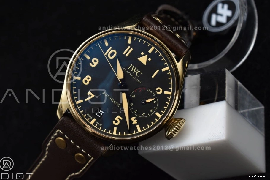 on Dial ZF IW501005 Leather Minimalist Strap Best Real Brown Big A 519 Bronze Black Edition 1:1 Pilot 0407